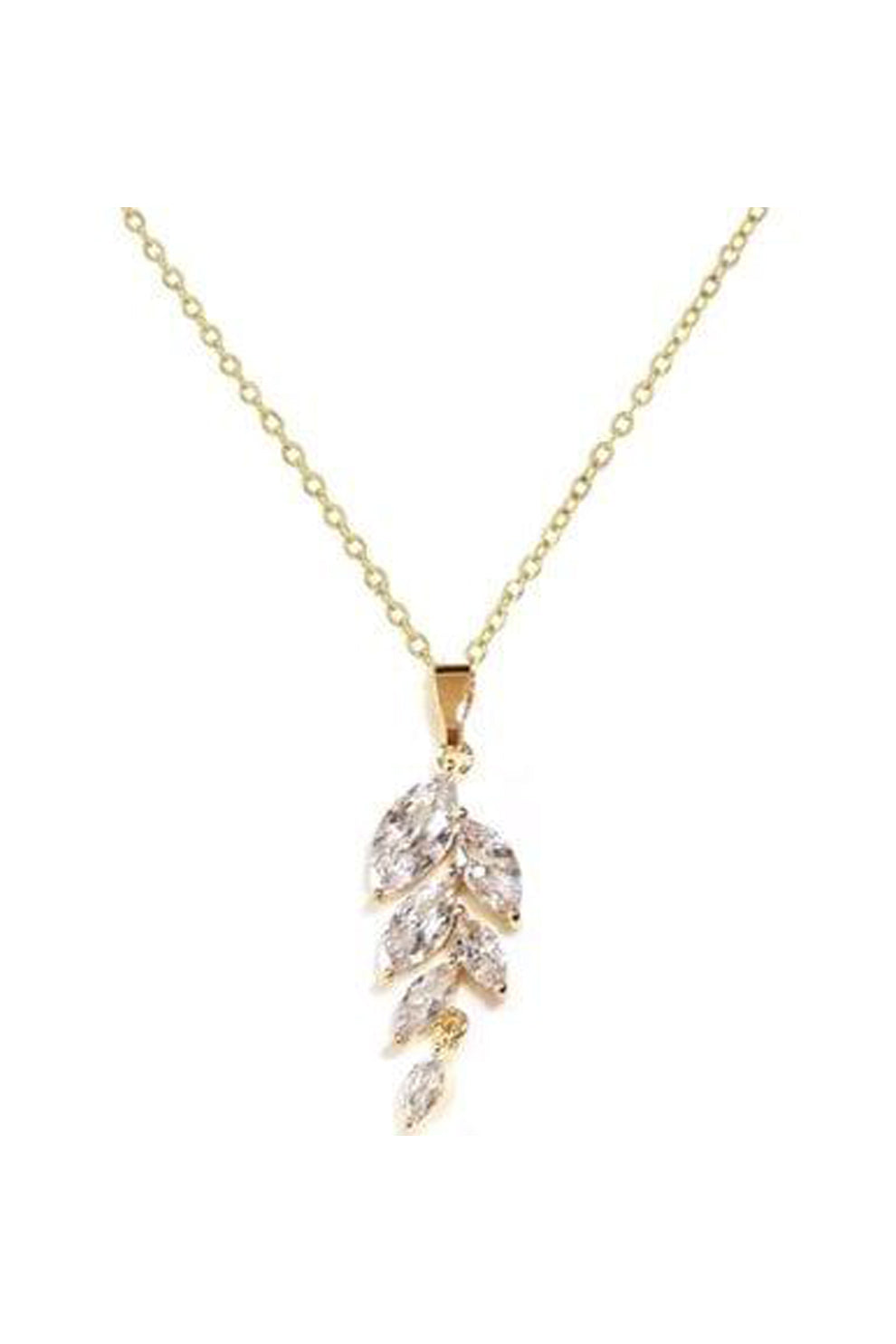 Bella dainty necklace with marquise cut cubic zirconia in gold setting.