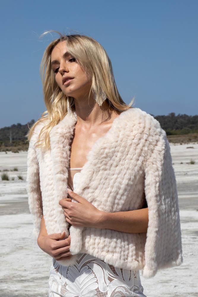 Ava Faux Cape - Snow