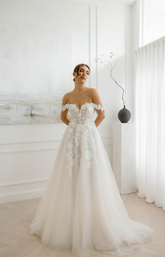 ARIA gown - floral A-LINE bridal gown by Willow collection Miss Chloe 