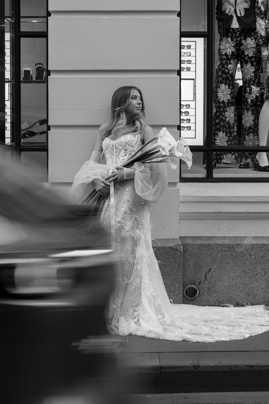 ASHER Bridal gown - by Windsor collection Jessica Couture. Fitted, Sweetheart neckline Beaded lace gown with Tulle sleeves 