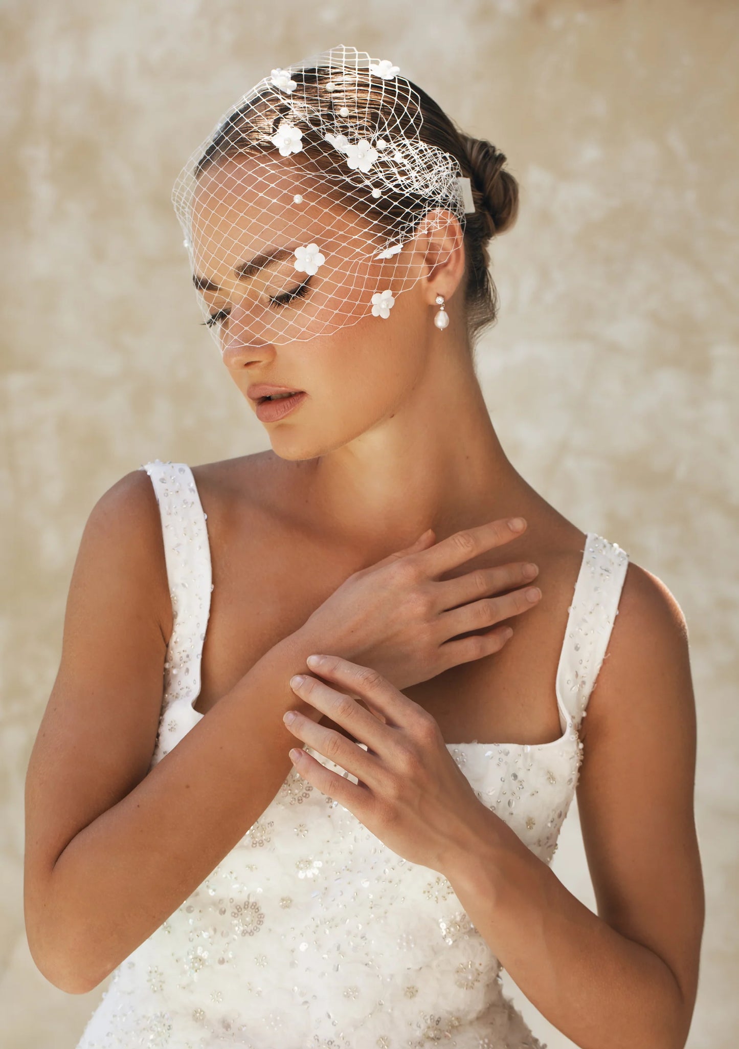 BROOKLYN CRYSTAL & PEARL BRIDAL EARRINGS SILVER