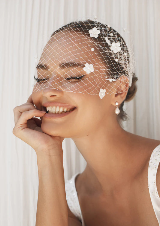 BROOKLYN CRYSTAL & PEARL BRIDAL EARRINGS SILVER