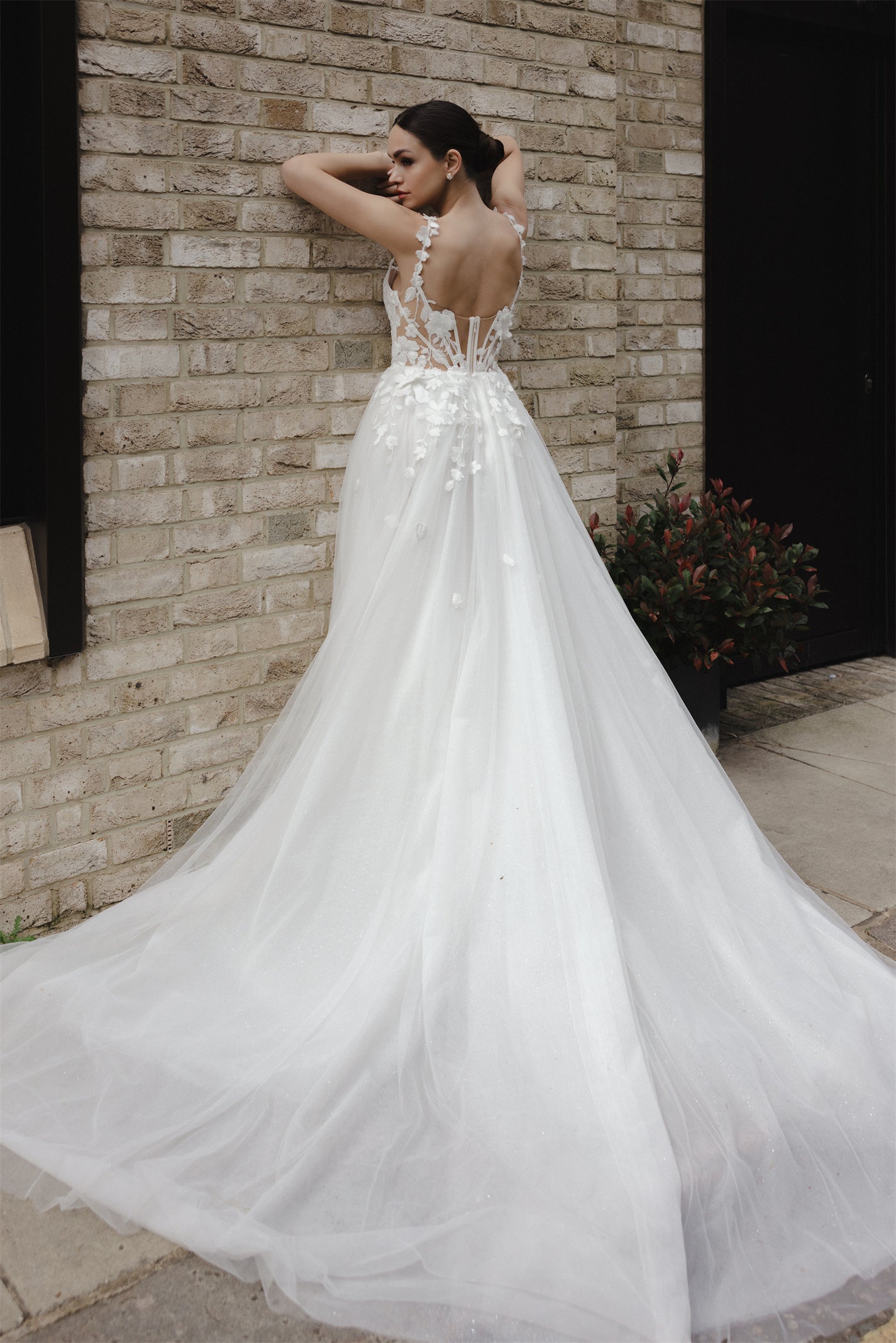 CALVARA Bridal gown - by Windsor collection Jessica Couture. A-line Floral lace tulle gown. 
