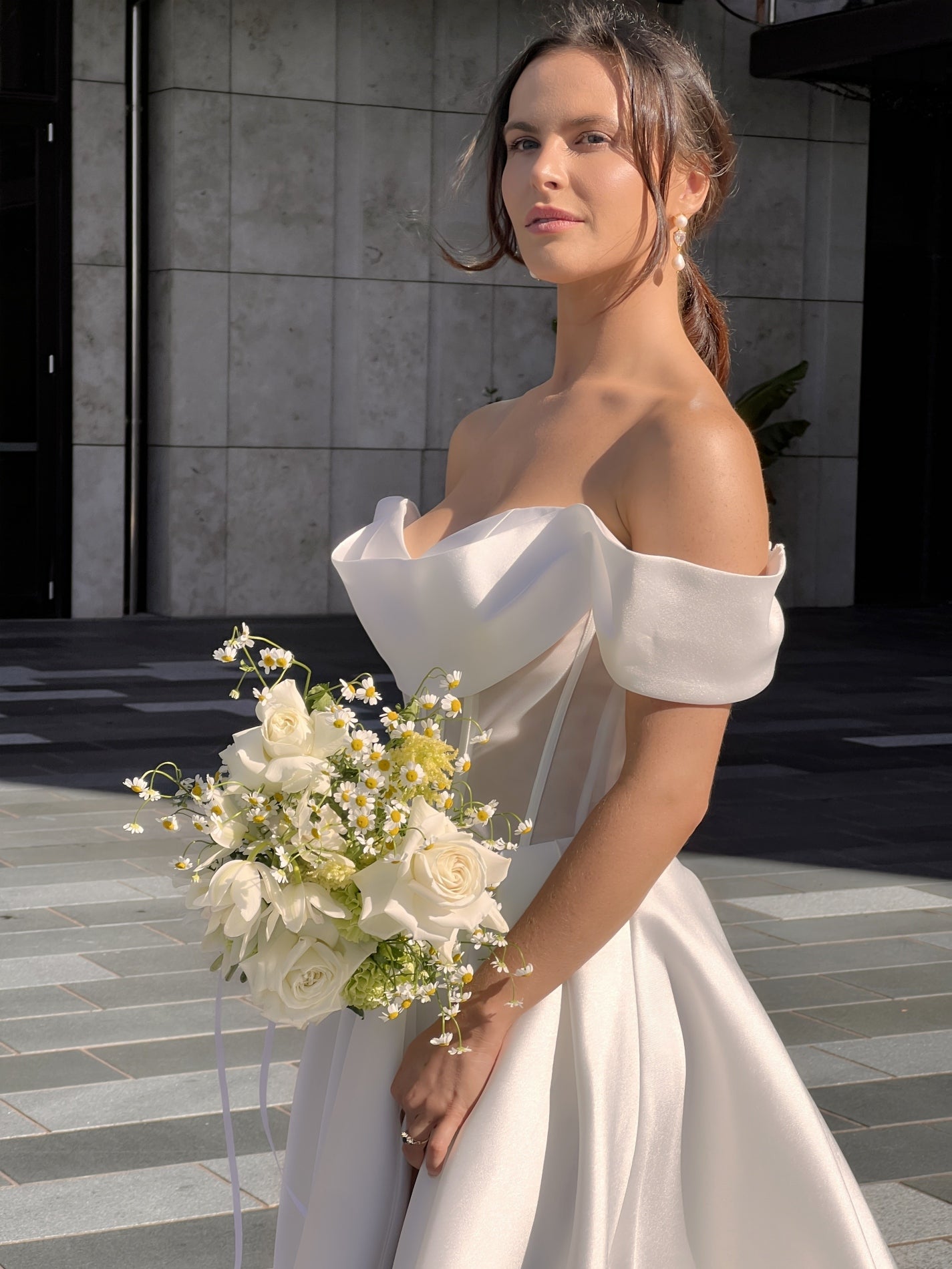 CHANTE Bridal Gown, by Windsor collection, Jessica Couture. A-line with off-the shoulder neckline