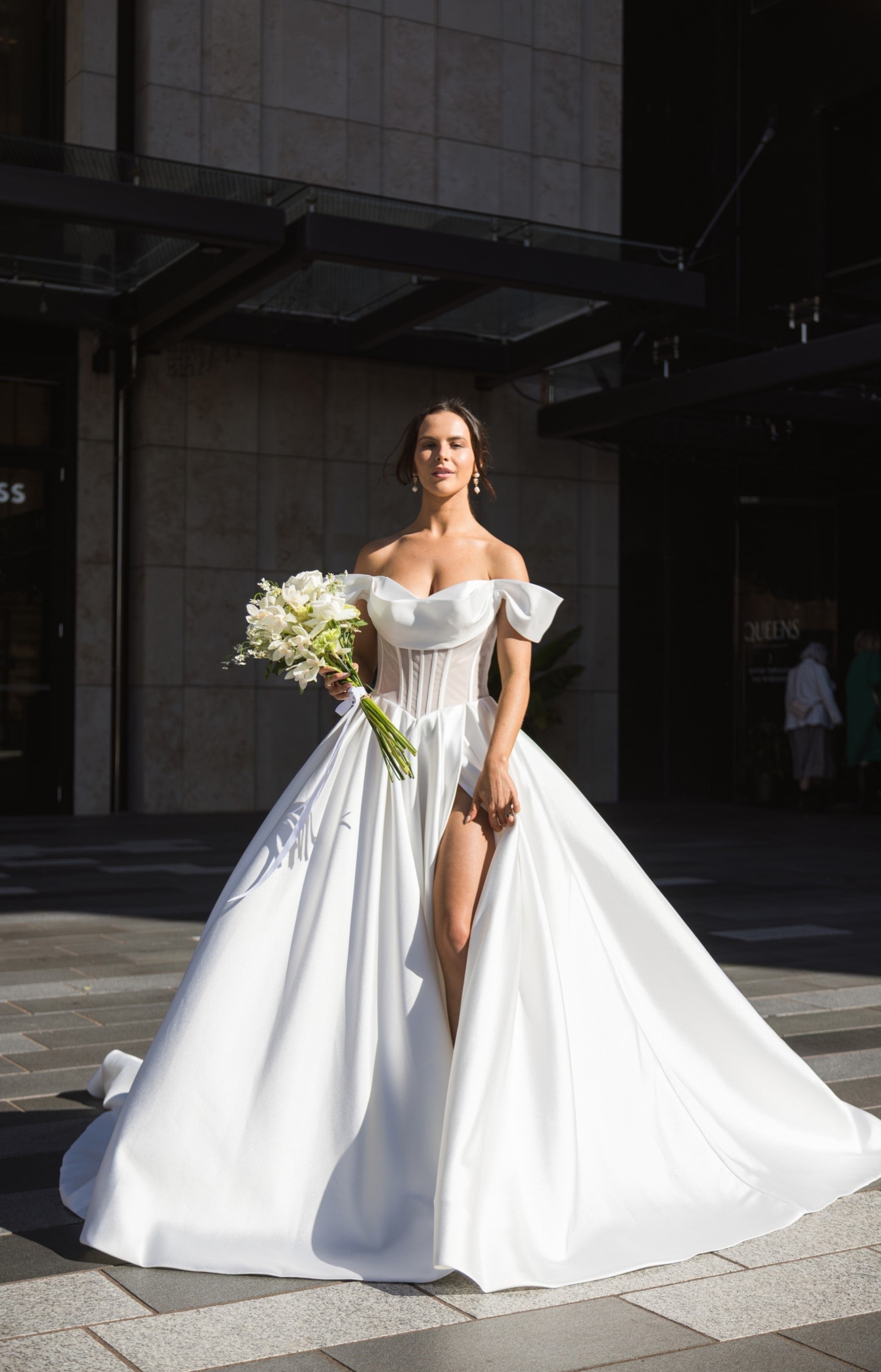 CHANTE Bridal Gown, by Windsor collection, Jessica Couture. A-line with off-the shoulder neckline