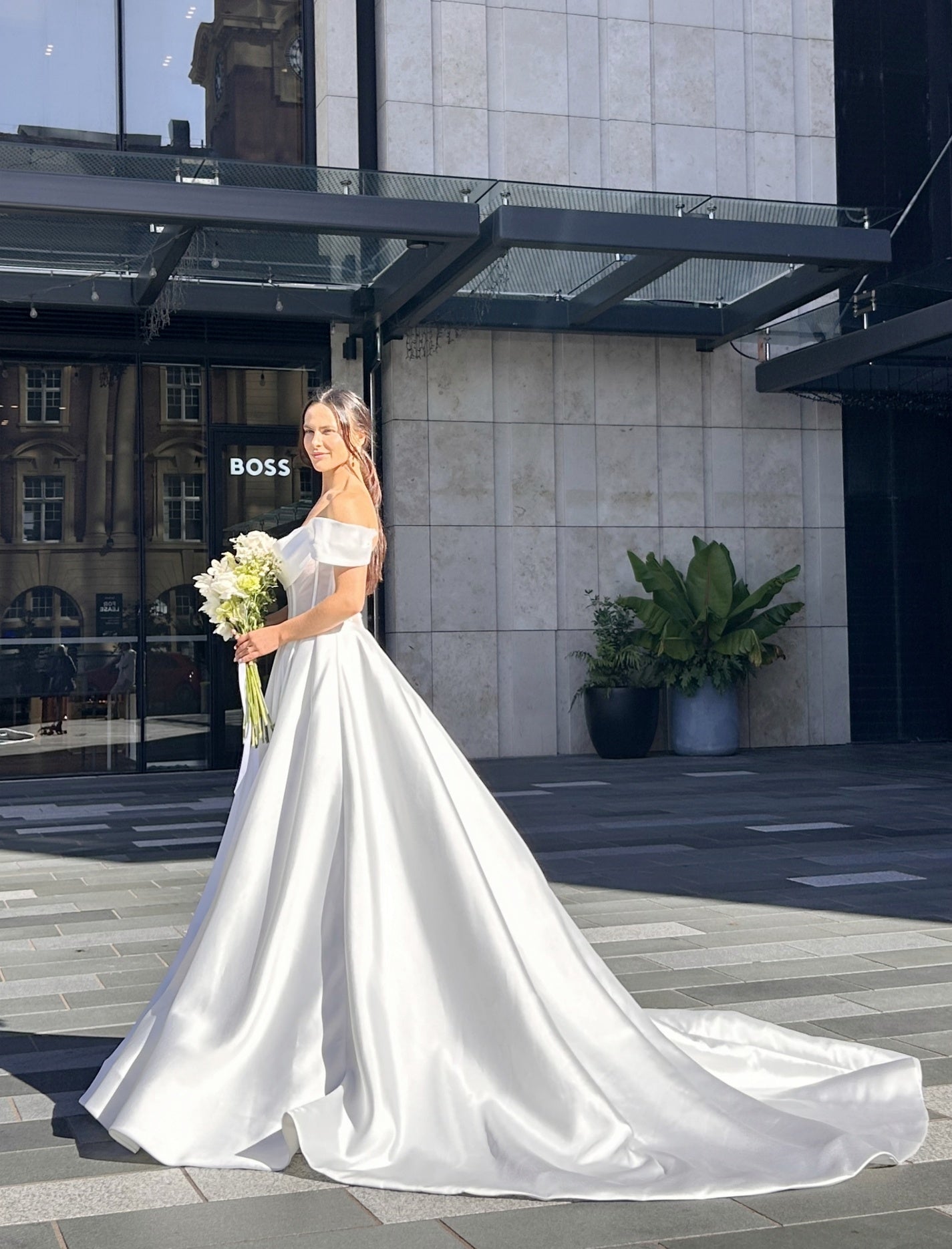 CHANTE Bridal Gown, by Windsor collection, Jessica Couture. A-line with off-the shoulder neckline