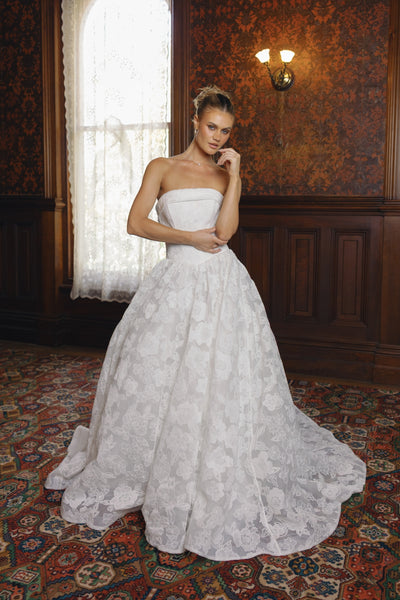 CHARLIZE | Strapless Lace A-Line Wedding Dress