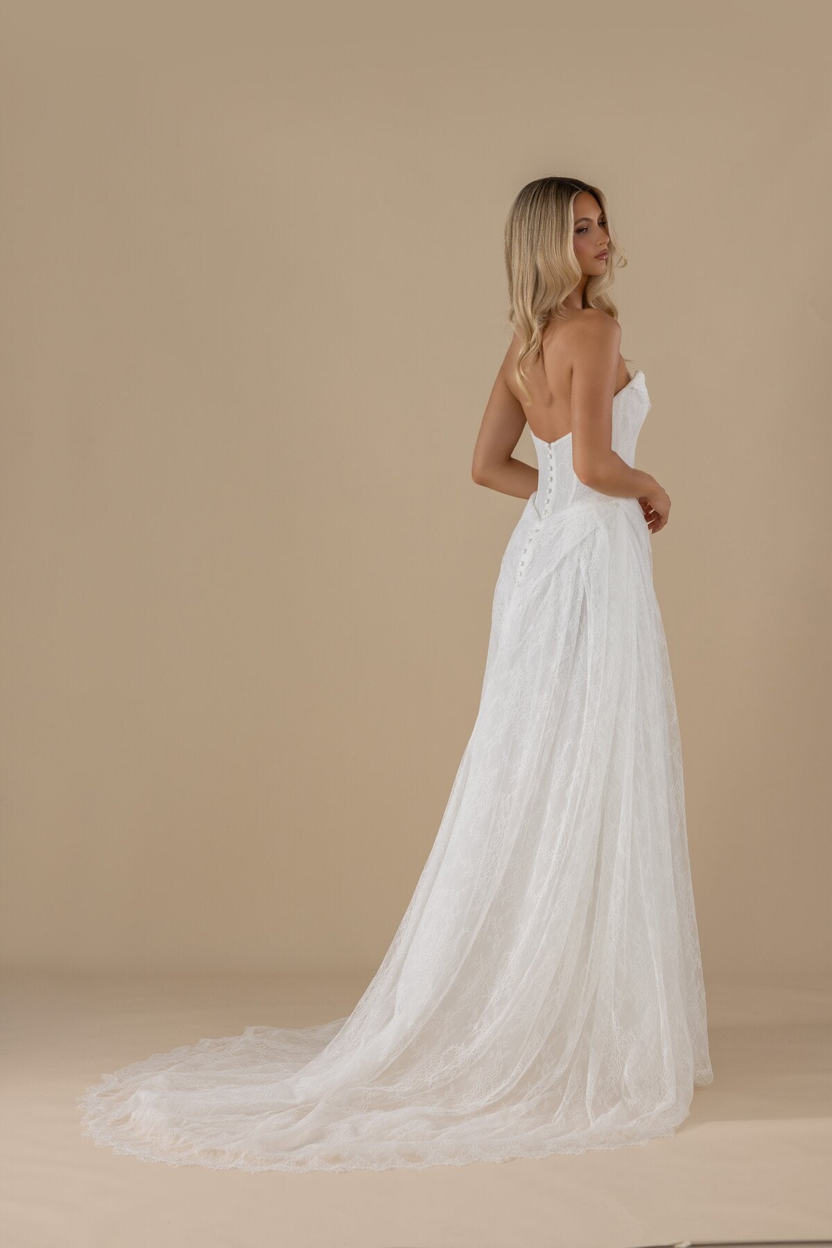 CYNTHIA sweetheart lace A-line wedding dress with scalloped hem by Miss Chloe