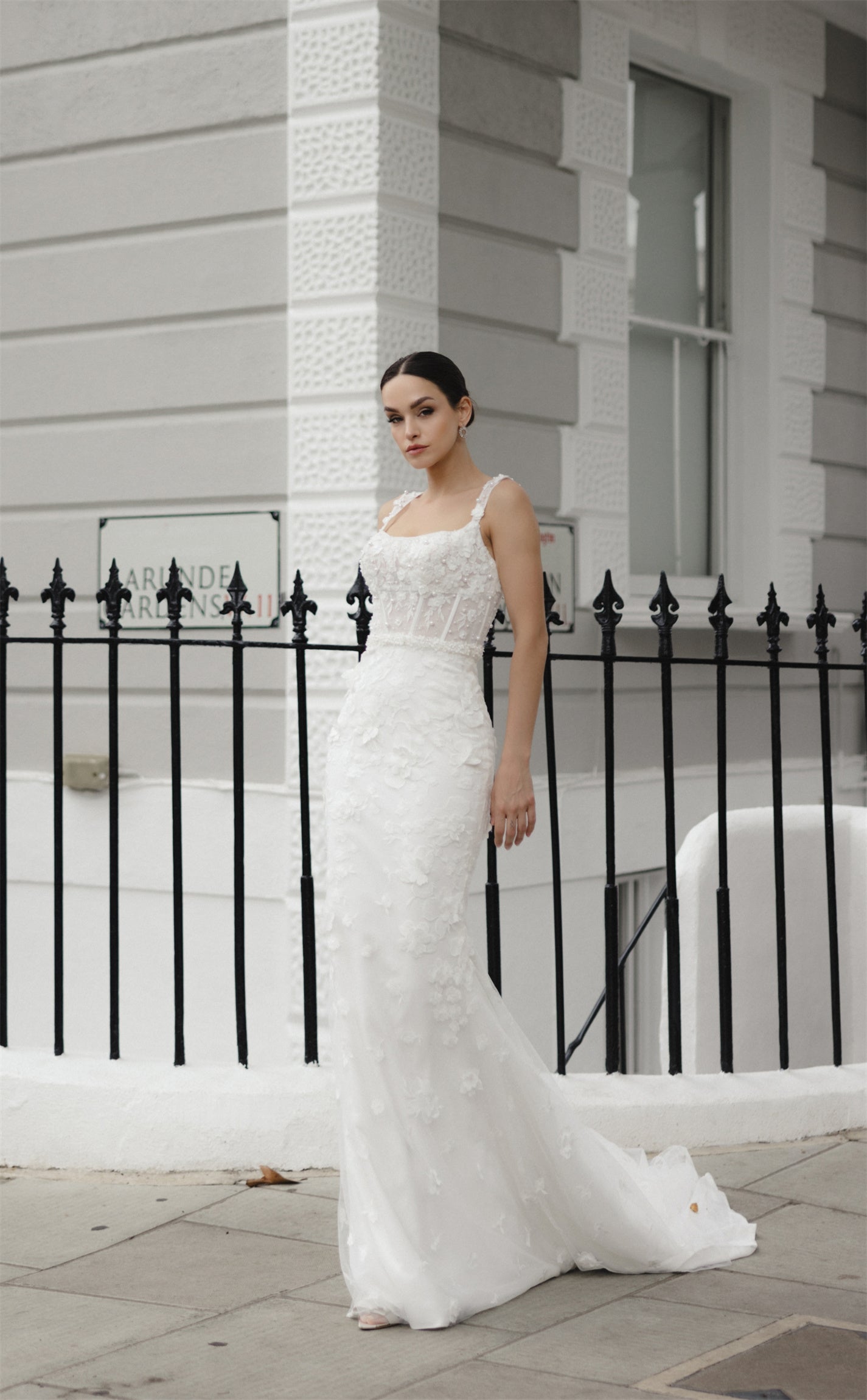 EVIE Bridal gown - by Windsor collection Jessica Couture. Fitted square neckline beaded lace gown