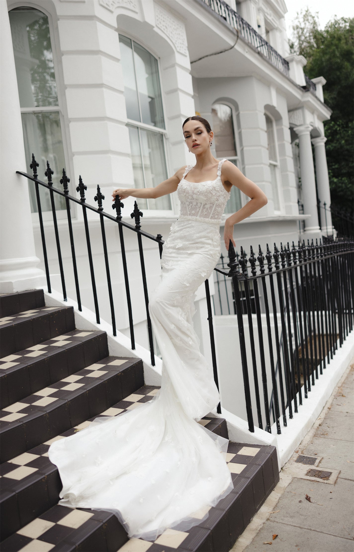 EVIE Bridal gown - by Windsor collection Jessica Couture. Fitted square neckline beaded lace gown