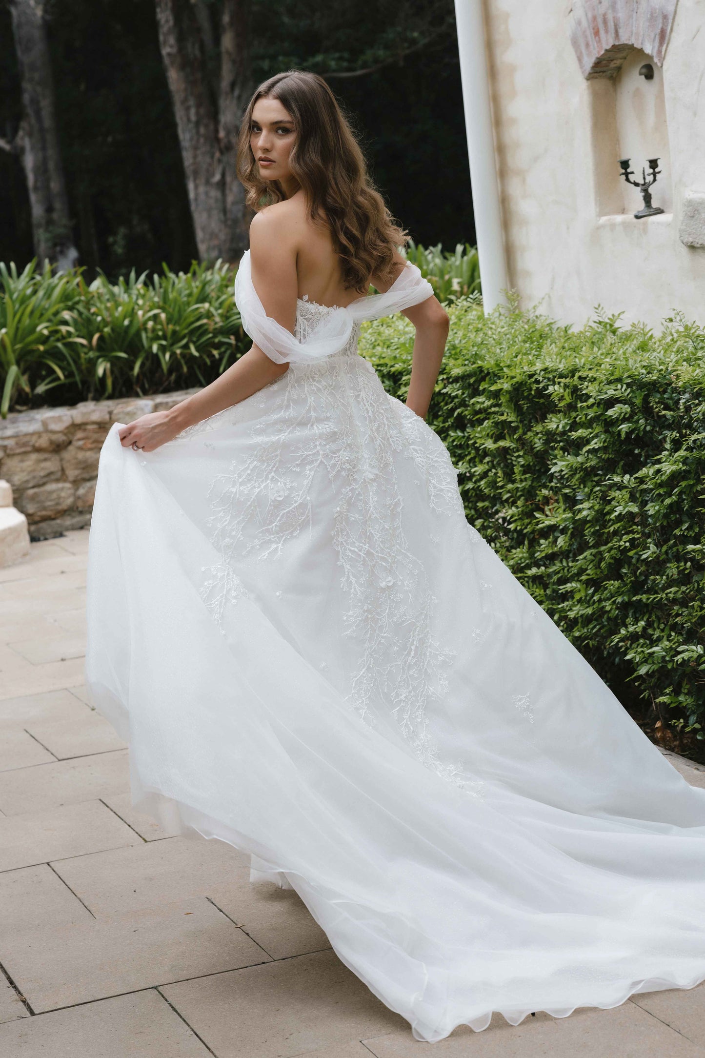 Lauren Gown – A-line bridal dress with off-shoulder straps amd corseted bodice by Roselle Collection Jessica Couture