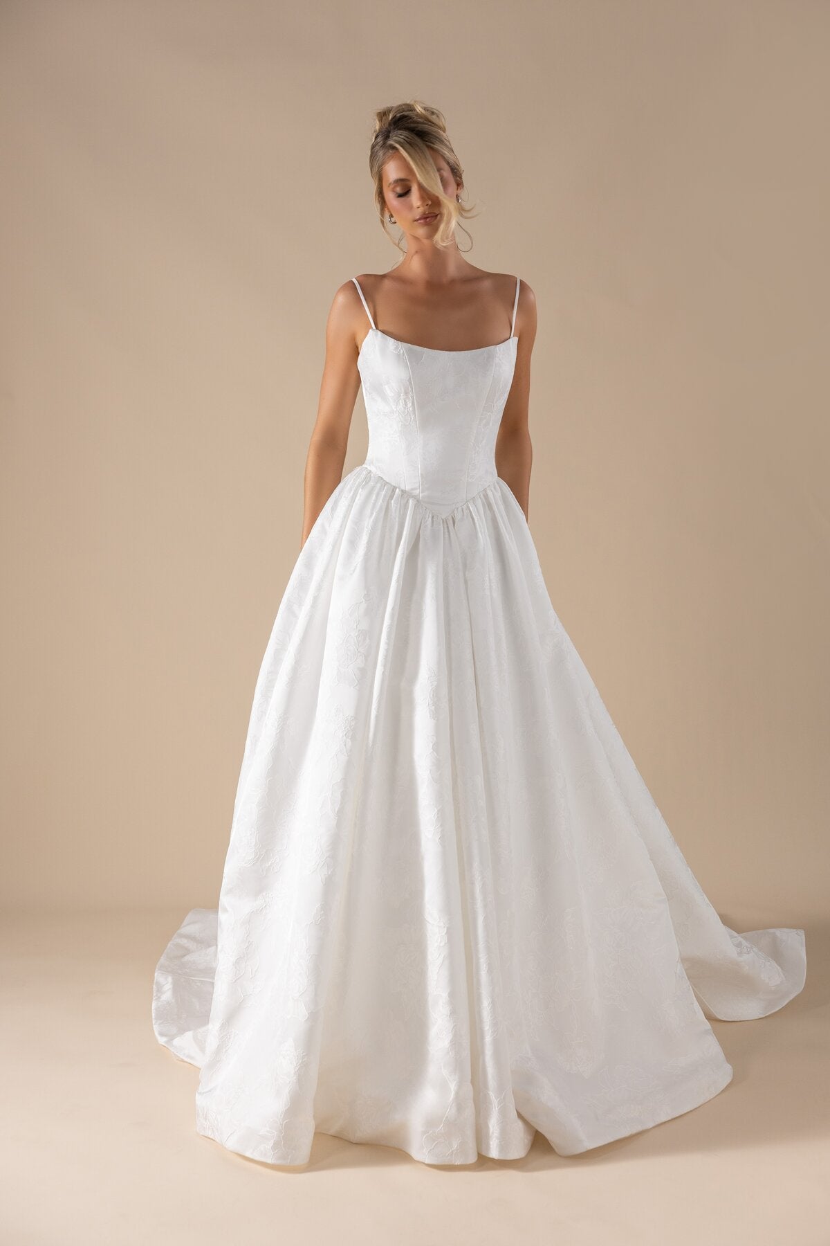 JULIANNA square neckline jacquard ballgown wedding dress by Miss Chloe