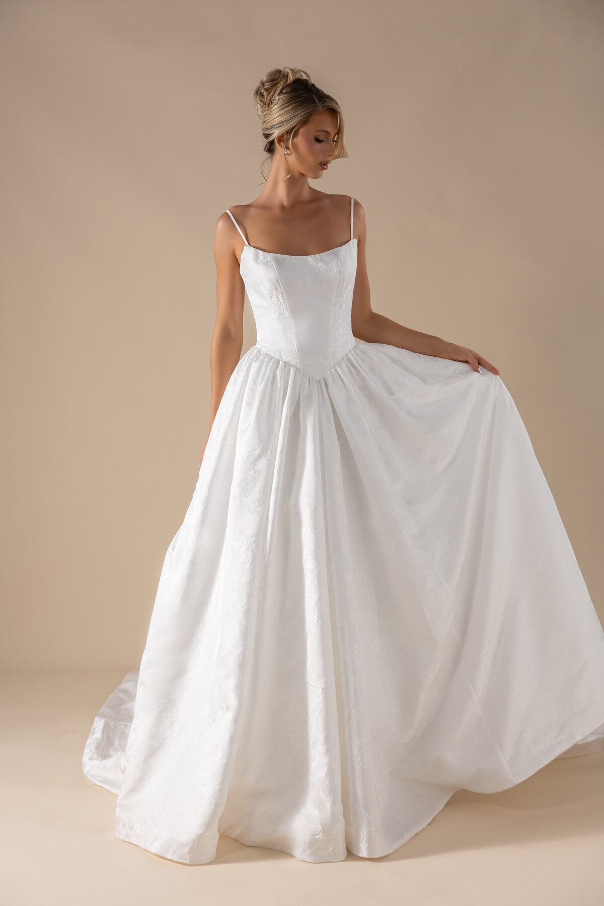 JULIANNA square neckline jacquard ballgown wedding dress by Miss Chloe
