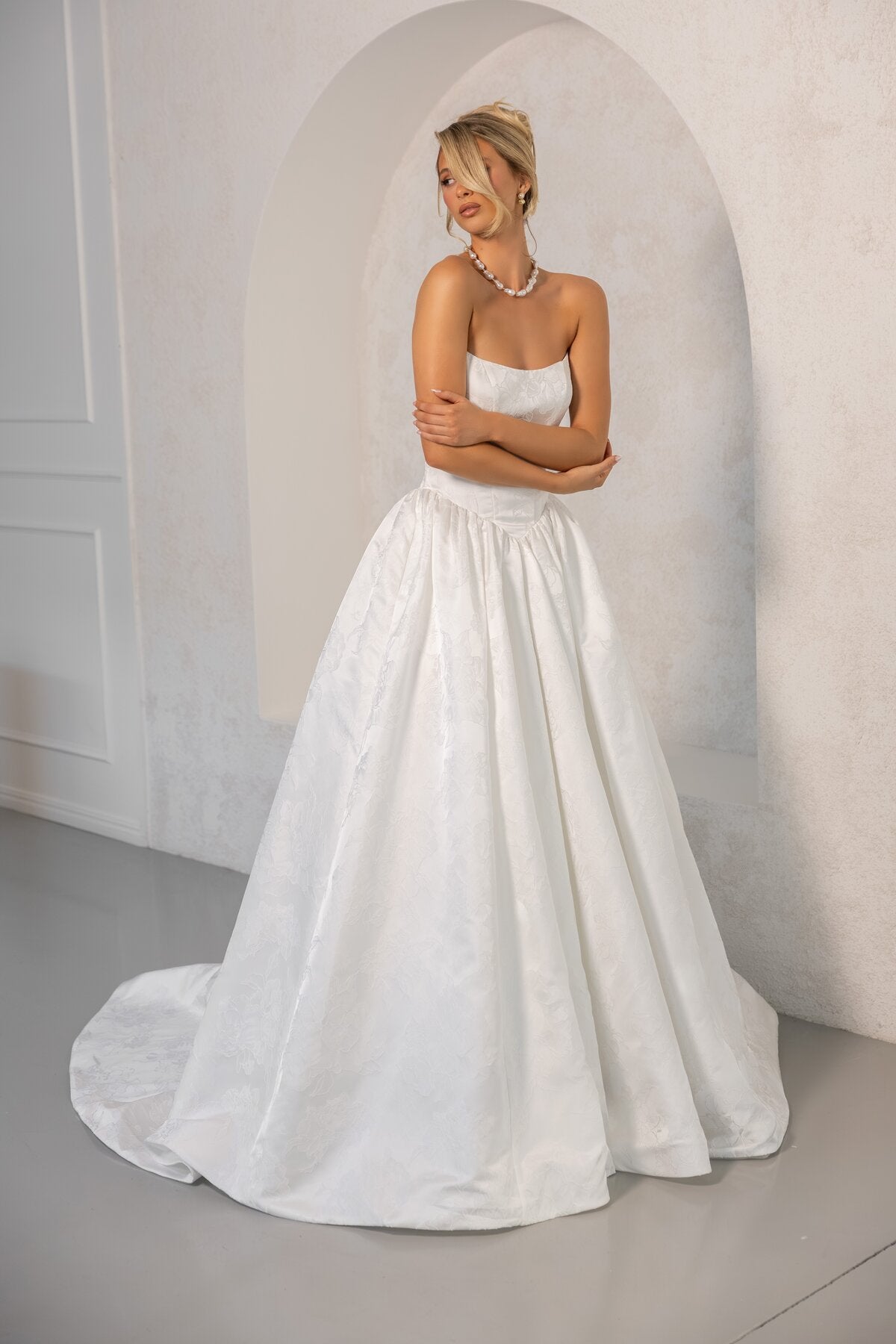 JULIANNA square neckline jacquard ballgown wedding dress by Miss Chloe