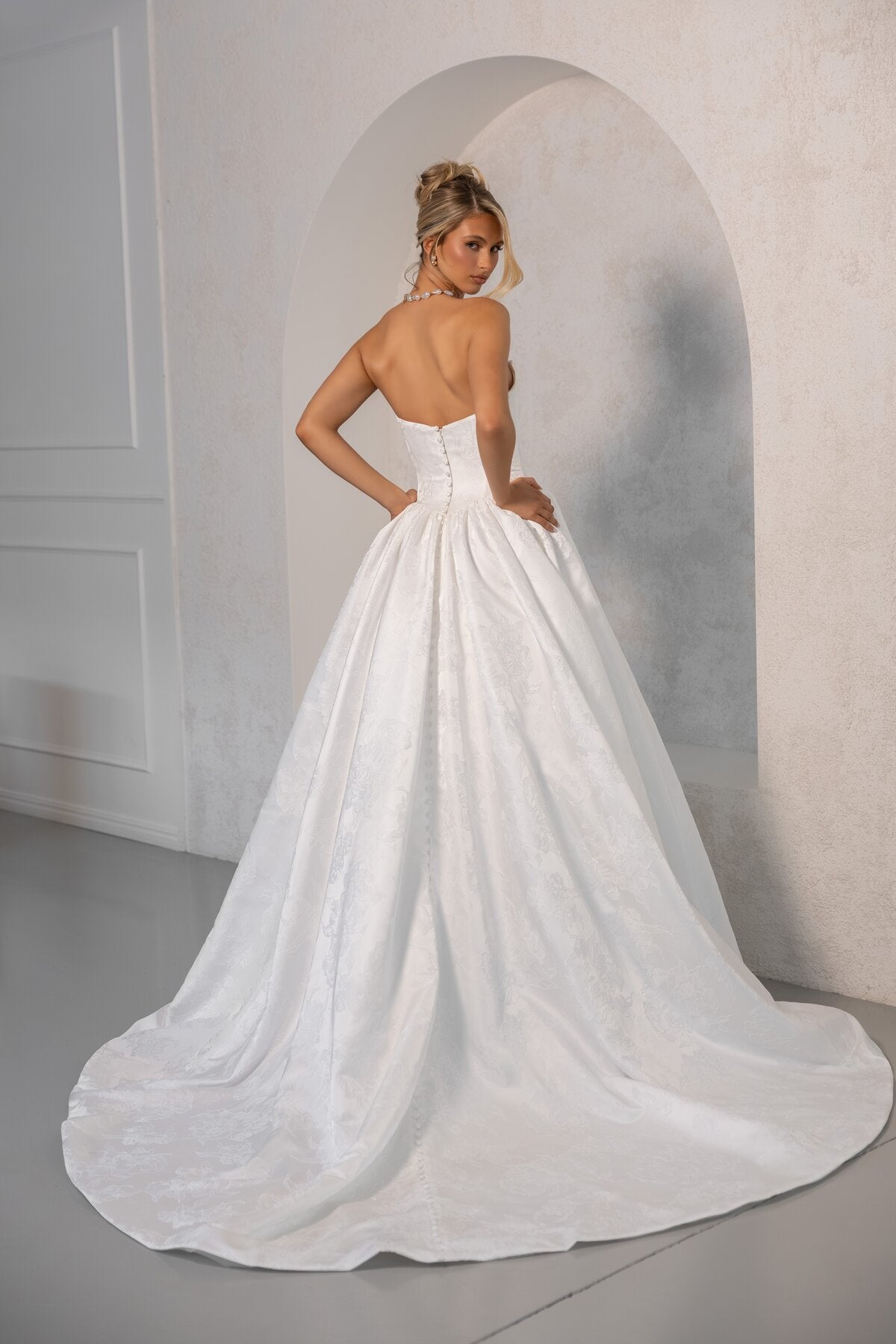 JULIANNA square neckline jacquard ballgown wedding dress by Miss Chloe