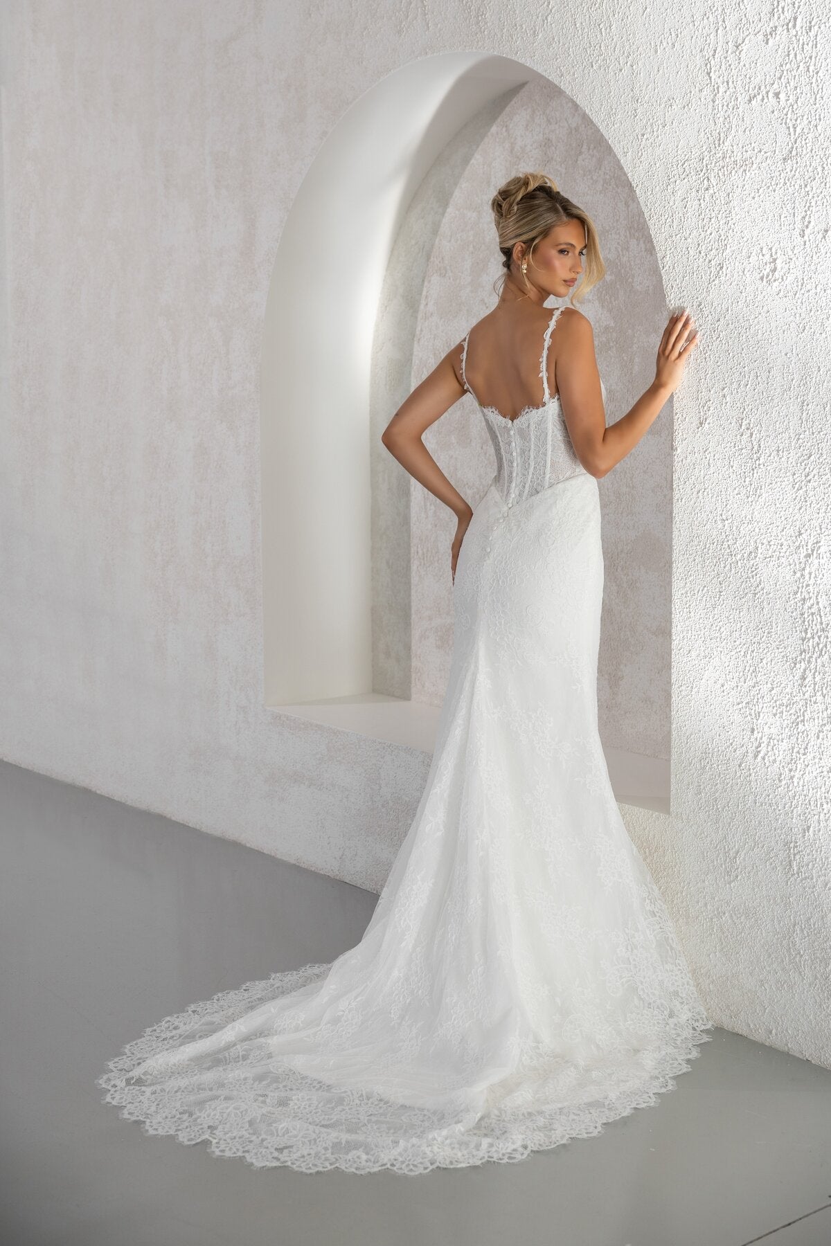 KARINA sweetheart lace mermaid wedding dress with scalloped train by Miss Chloe