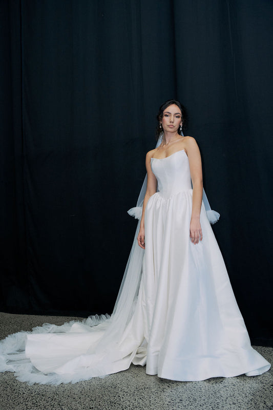 KHANEE Bridal gown - by Windsor collection Jessica Couture. A-line Strapless Mikado gown with Cat-eye Bodice  
