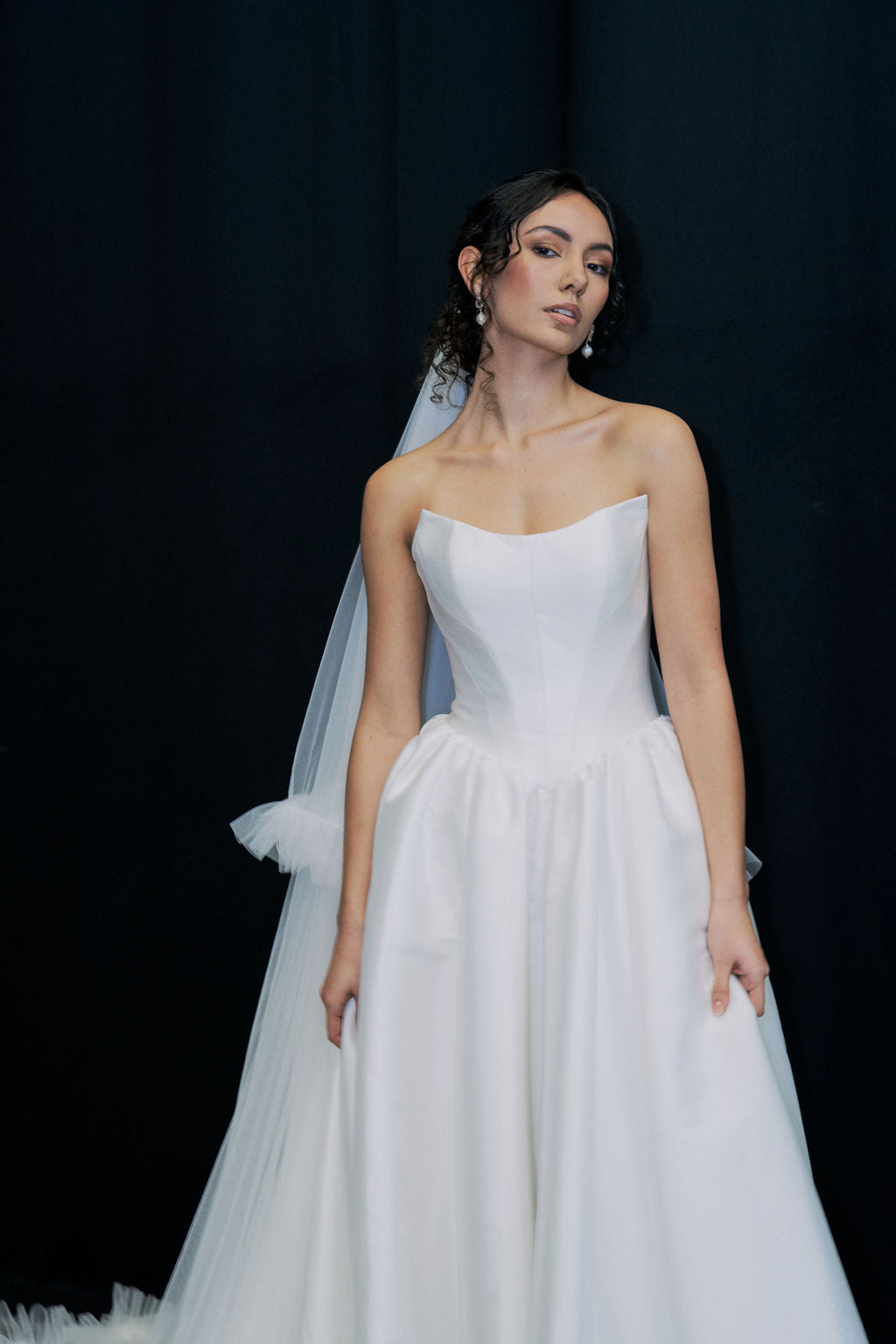 KHANEE Bridal gown - by Windsor collection Jessica Couture. A-line Strapless Mikado gown with Cat-eye Bodice  