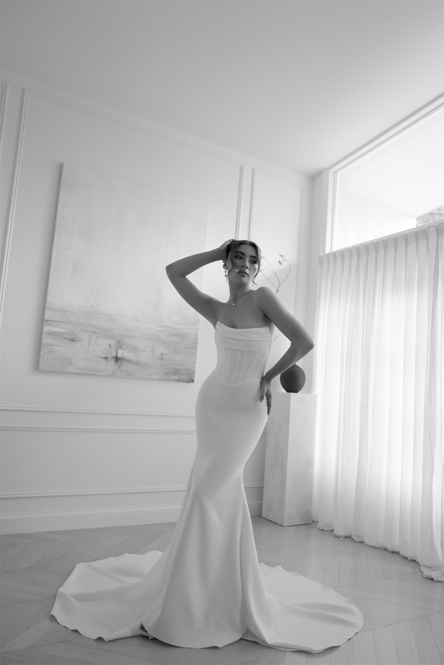 LANI gown - minimal FITTED bridal gown by Willow collection Miss Chloe 
