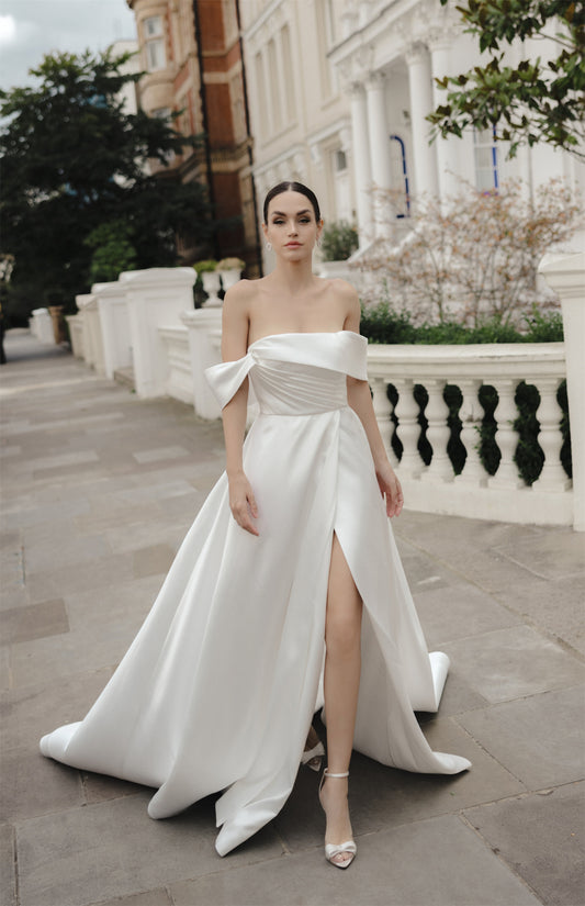 TYLA Bridal gown - by Windsor collection Jessica Couture. A-line Mikado gown with pleating 