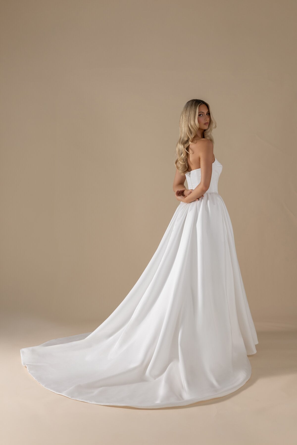 VICKY strapless structured ballgown wedding dress with button-front bodice by Miss Chloe