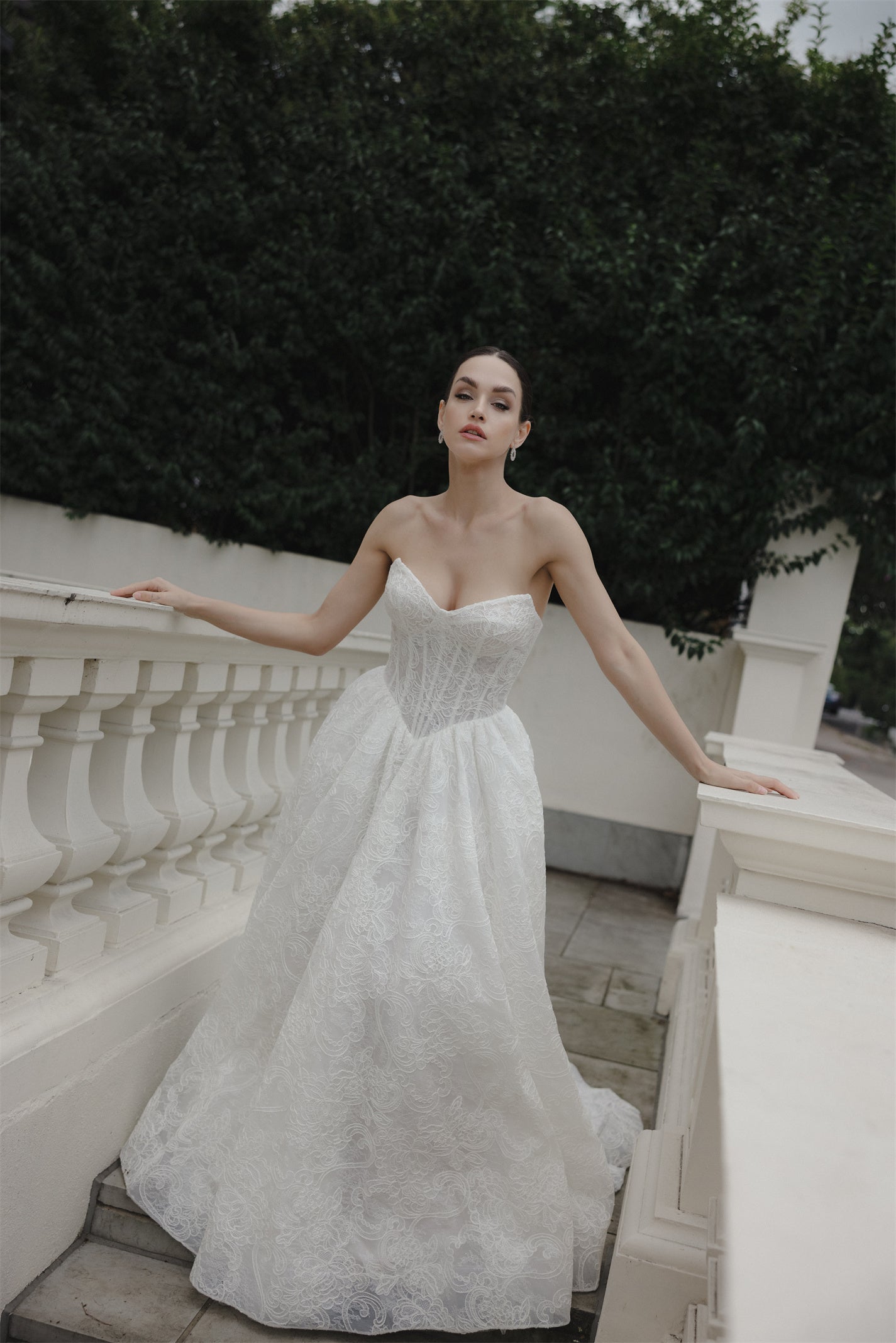 VIVIAN Bridal gown - by Windsor collection Jessica Couture. A-line Cat-eye neckline lace Princess ballgown style 