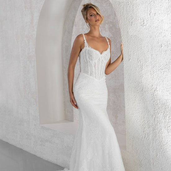 KARINA sweetheart lace mermaid wedding dress with scalloped train by Miss Chloe