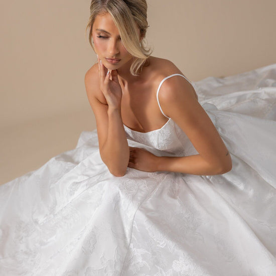 JULIANNA square neckline jacquard ballgown wedding dress by Miss Chloe