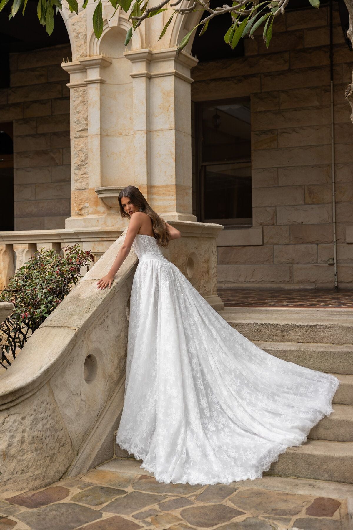 VELYN strapless lace ball gown wedding dress with sweetheart bodice and pearl detailing by Jessica Couture