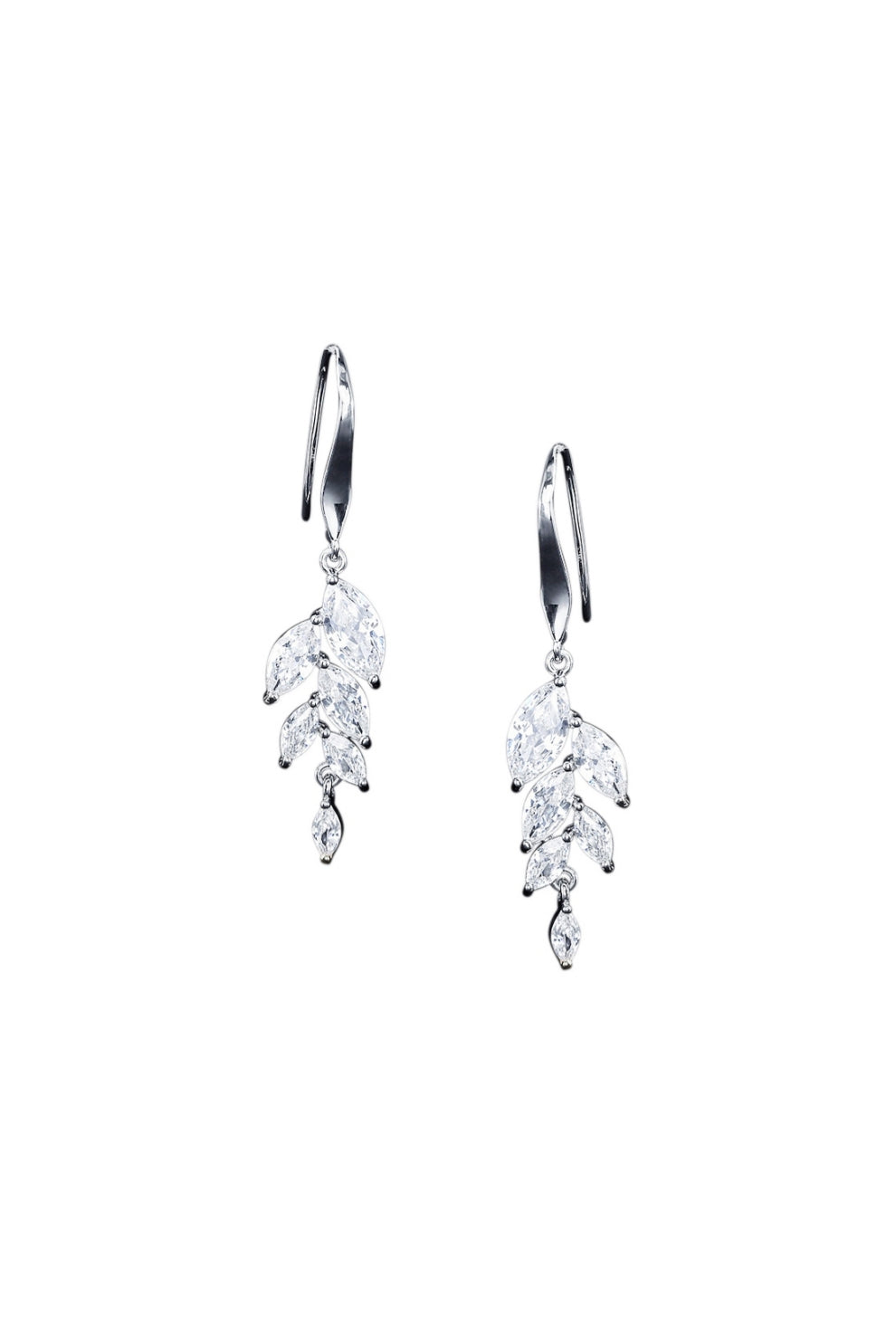 Bella earring in silver made from a cluster of marquise cut cubic zirconia