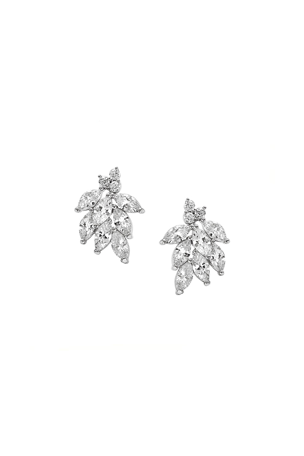 Earrings with Cluster of marquise cut gems set in silver
