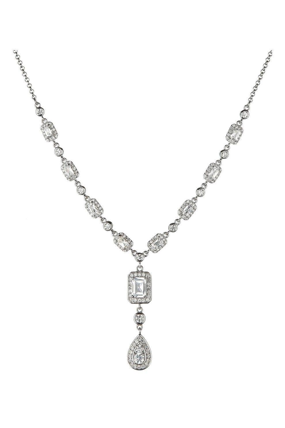Vintage style cubic zirconia necklace with diamante drop 