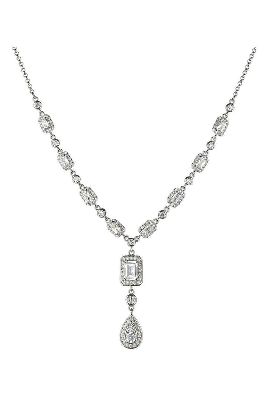 Vintage style cubic zirconia necklace with diamante drop 
